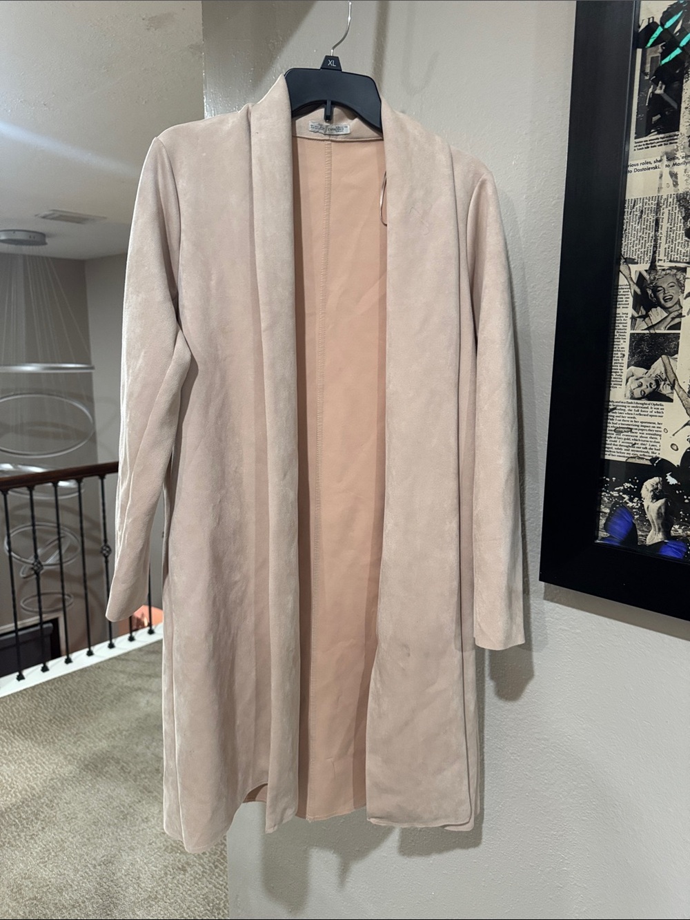 Pale Pink / Rose Open-Front Long Coat